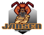 JANSEN Pest Control logo featuring a strong technician with crossed arms and an ant illustration